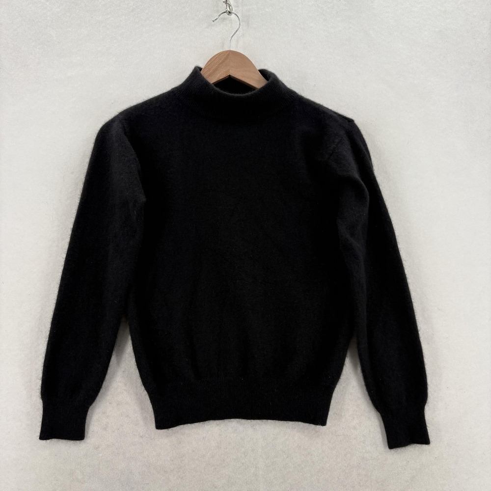 Vintage Images Sweater Womens Small Black 100% Cashmere Mock Neck Knit Pullover